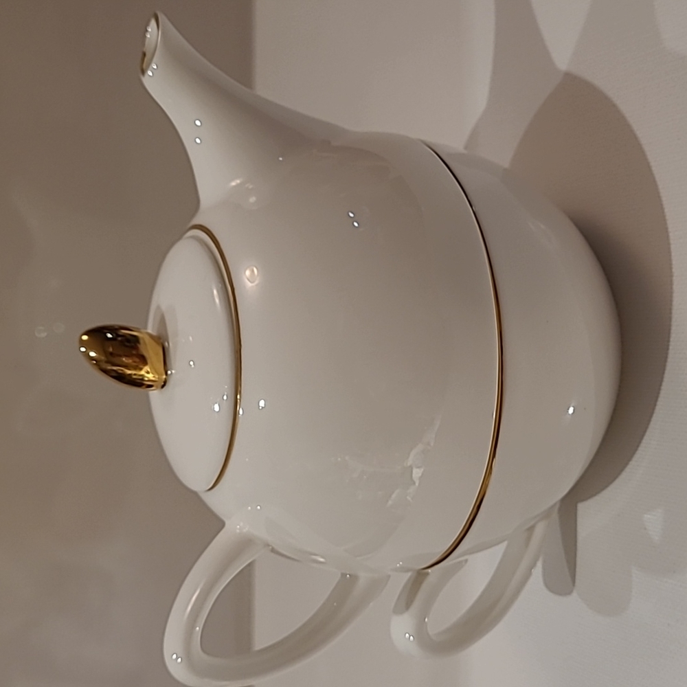 Vintage Royale stratford nesting teapot and cup gold Rim original  England